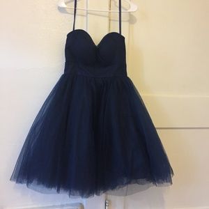 Navy tulle strapless dress